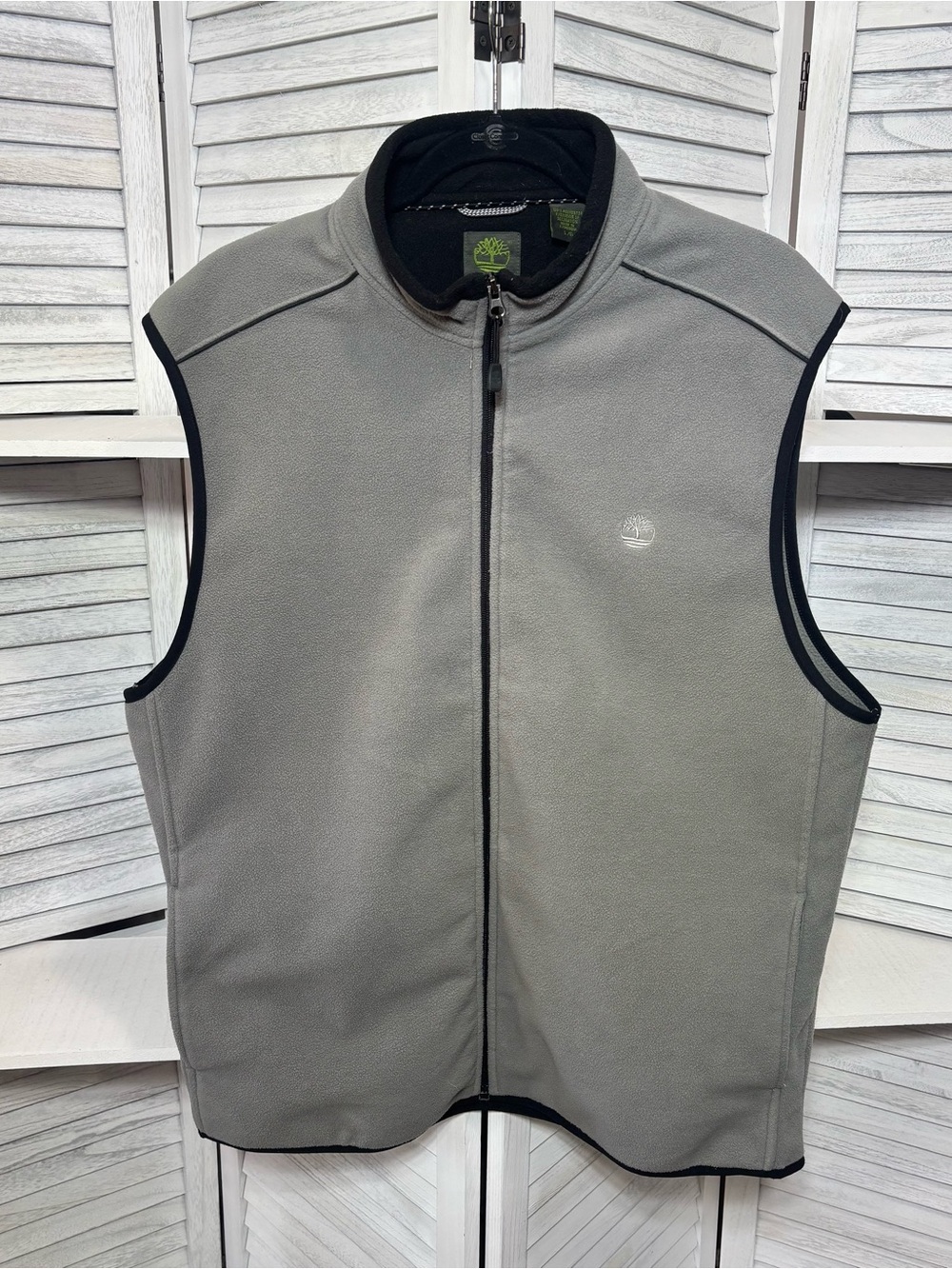 Timberland Gray Fleece Full Zip Vest Mock Neck Outdoor Casual Men's Large